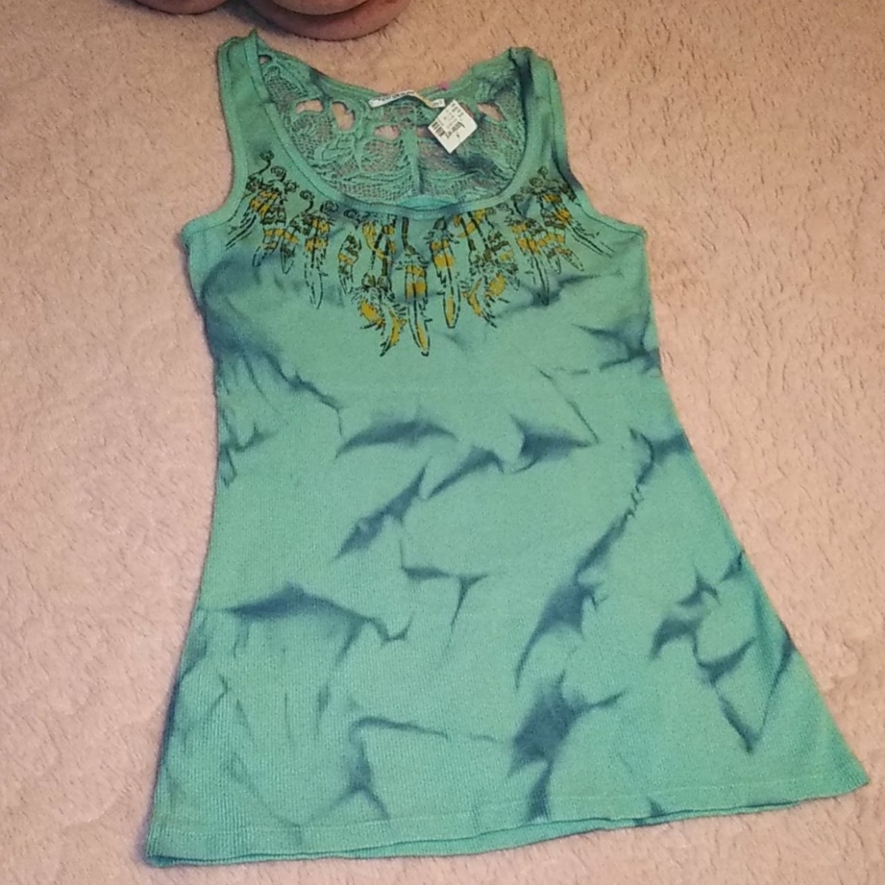 Tye Dye Dreamcatcher Lace back Tank Top NWT
